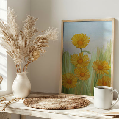 Field of Yellow Daisies - Stretched Canvas, Poster or Fine Art Print I Heart Wall Art