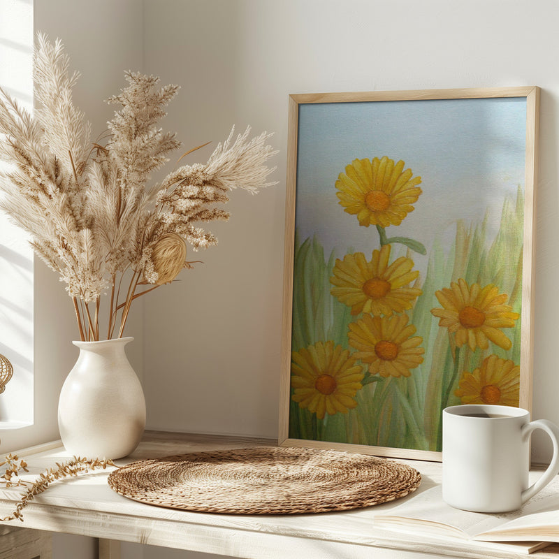 Field of Yellow Daisies - Stretched Canvas, Poster or Fine Art Print I Heart Wall Art