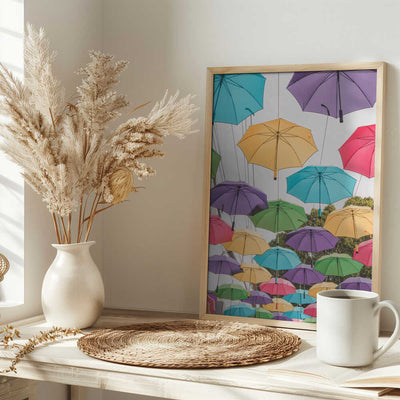 Colorful Umbrellas - Stretched Canvas, Poster or Fine Art Print I Heart Wall Art