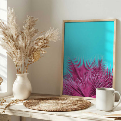 Electric Pink Palm Fronds - Stretched Canvas, Poster or Fine Art Print I Heart Wall Art