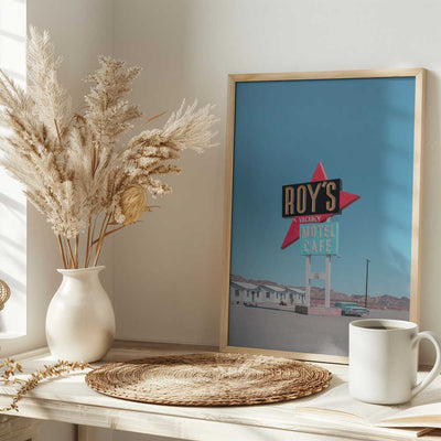 Roy&#039;s Motel Cafe Retro Sign - Stretched Canvas, Poster or Fine Art Print I Heart Wall Art