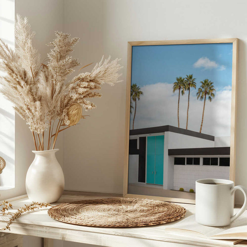 Turquoise Blue Doors on a Modern Home - Stretched Canvas, Poster or Fine Art Print I Heart Wall Art