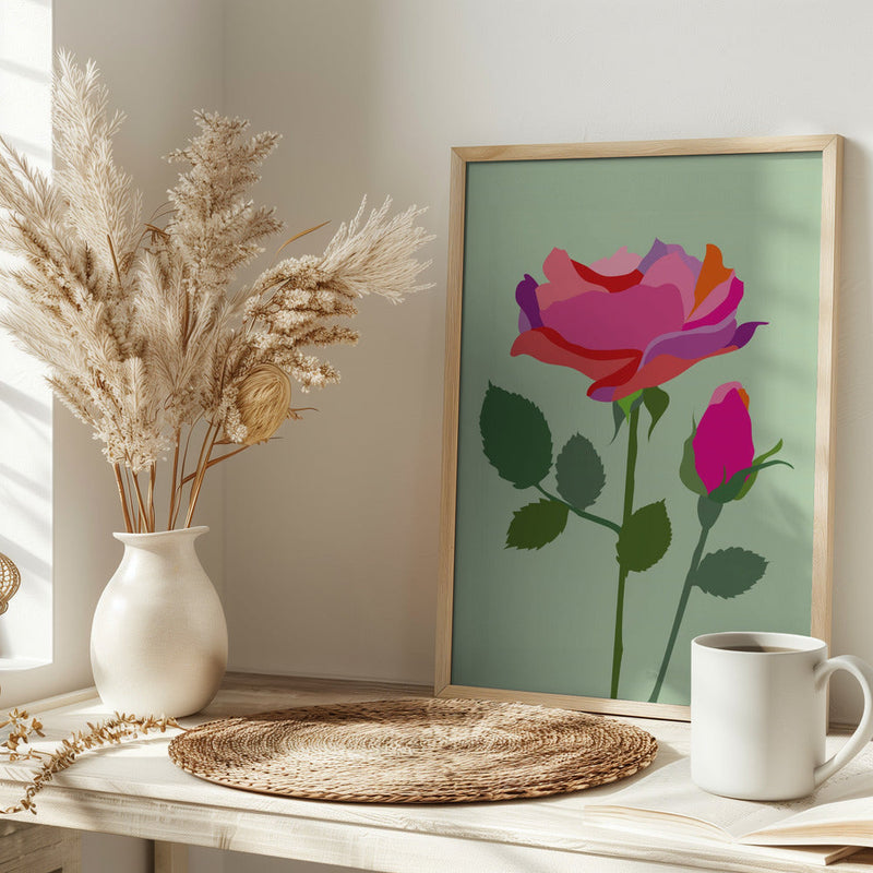 Popart Rose I - Stretched Canvas, Poster or Fine Art Print I Heart Wall Art