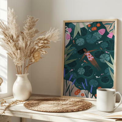 Wild Swimming - Stretched Canvas, Poster or Fine Art Print I Heart Wall Art