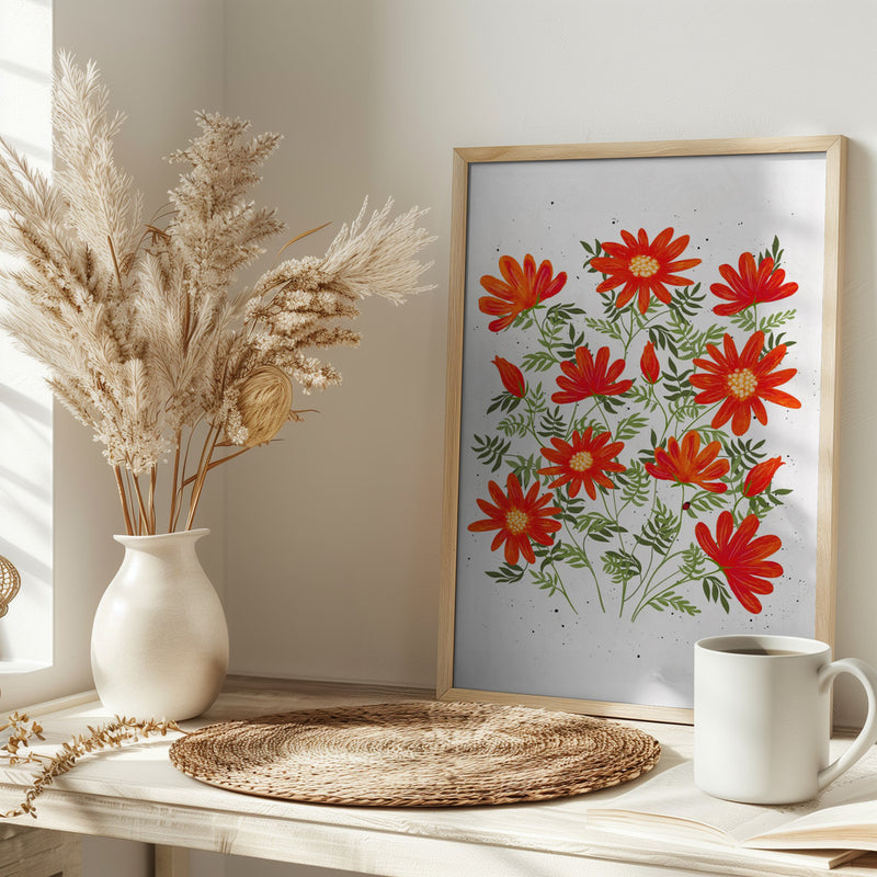 Ladybug flowers red - Stretched Canvas, Poster or Fine Art Print I Heart Wall Art