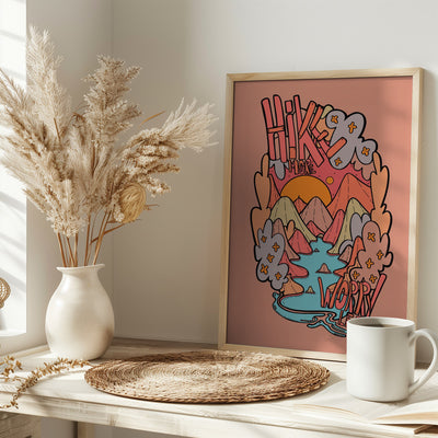 Hike More Worry Less - Stretched Canvas, Poster or Fine Art Print I Heart Wall Art