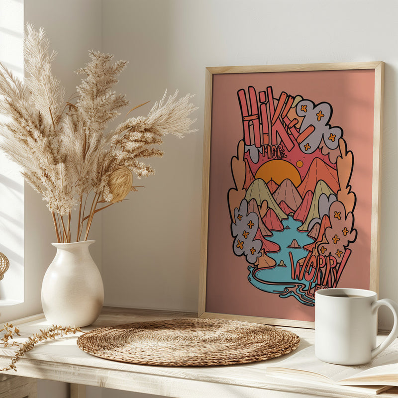 Hike More Worry Less - Stretched Canvas, Poster or Fine Art Print I Heart Wall Art