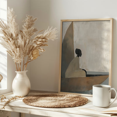 Woman On Boat - Stretched Canvas, Poster or Fine Art Print I Heart Wall Art