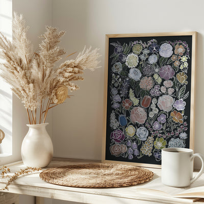 Ragni moody flowers in white - Stretched Canvas, Poster or Fine Art Print I Heart Wall Art