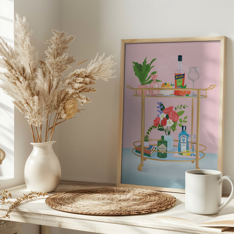 Bar Cart - Stretched Canvas, Poster or Fine Art Print I Heart Wall Art