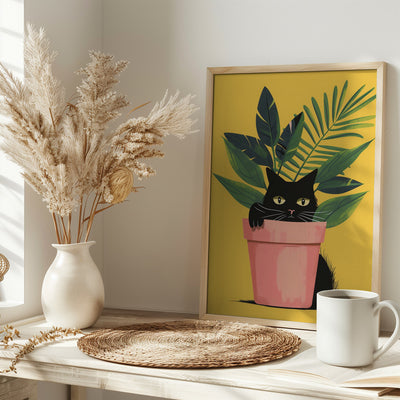 Cat In the Plant - Stretched Canvas, Poster or Fine Art Print I Heart Wall Art