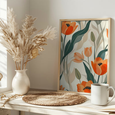 Orange Tulips - Stretched Canvas, Poster or Fine Art Print I Heart Wall Art