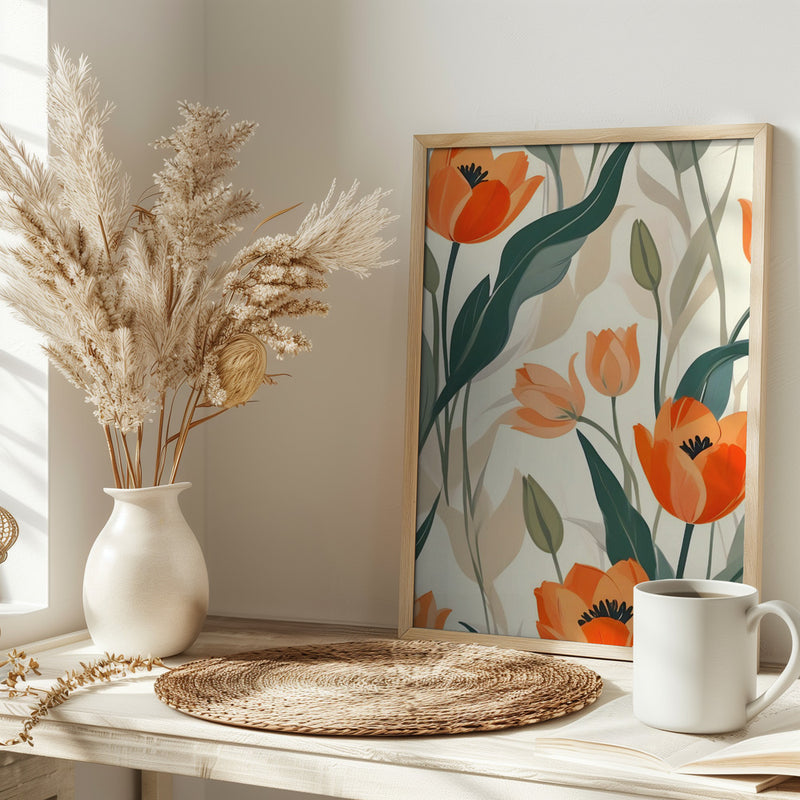 Orange Tulips - Stretched Canvas, Poster or Fine Art Print I Heart Wall Art