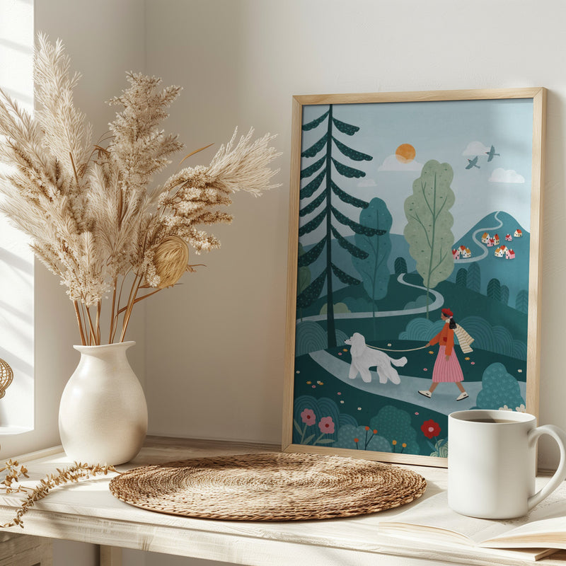 Poodle Walk - Stretched Canvas, Poster or Fine Art Print I Heart Wall Art