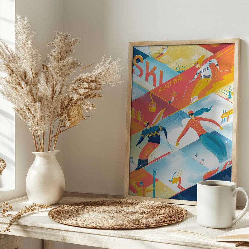 Ski the Lines - Stretched Canvas, Poster or Fine Art Print