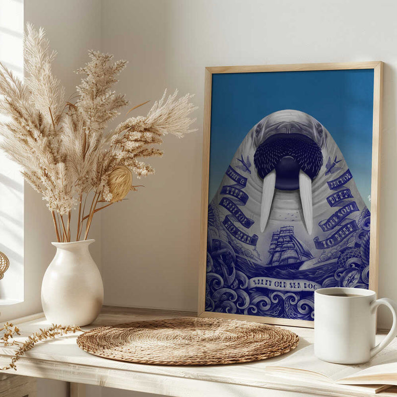 Salty Old Sea Dog - Stretched Canvas, Poster or Fine Art Print