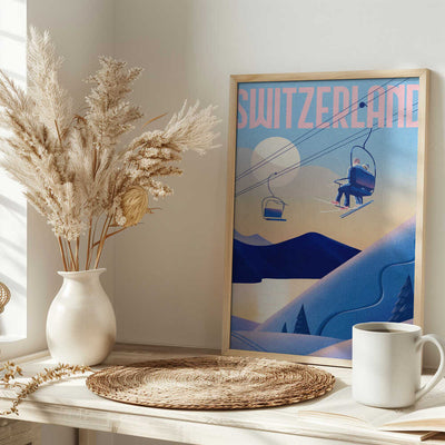 Ski Switzerland - Stretched Canvas, Poster or Fine Art Print