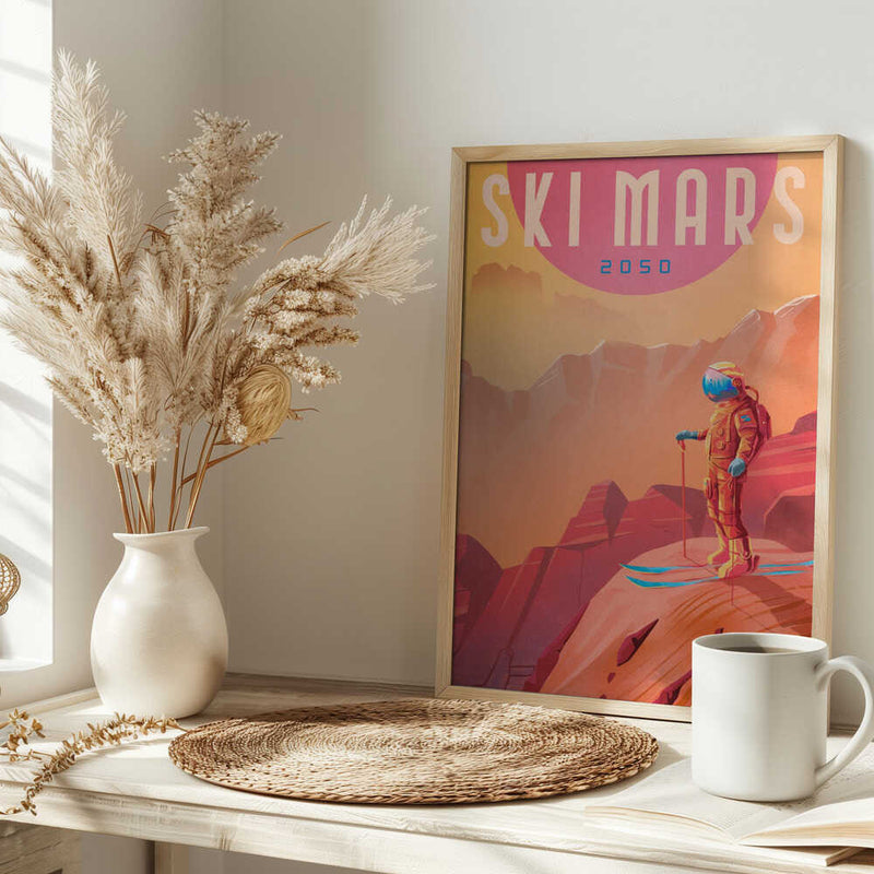Ski Mars - Stretched Canvas, Poster or Fine Art Print
