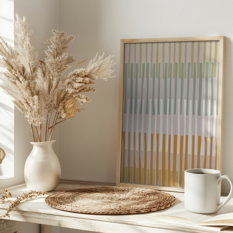 Block print geometrics stripes earthy - Stretched Canvas, Poster or Fine Art Print I Heart Wall Art