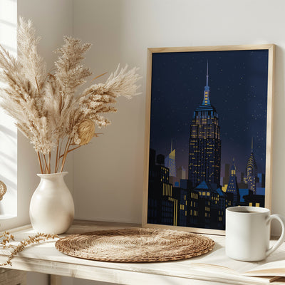 NYC Manhathan by night - Stretched Canvas, Poster or Fine Art Print I Heart Wall Art
