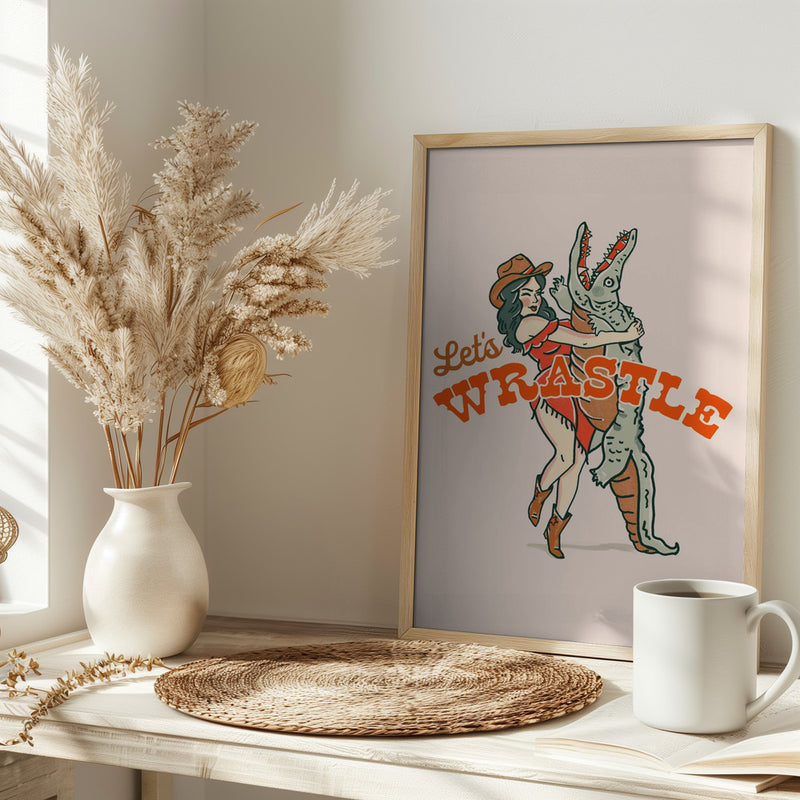 Lets Wrastle Poster - Stretched Canvas, Poster or Fine Art Print I Heart Wall Art