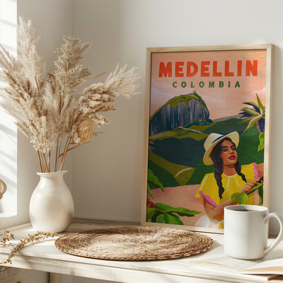 Medellin Colombia Travel Poster - Stretched Canvas, Poster or Fine Art Print I Heart Wall Art