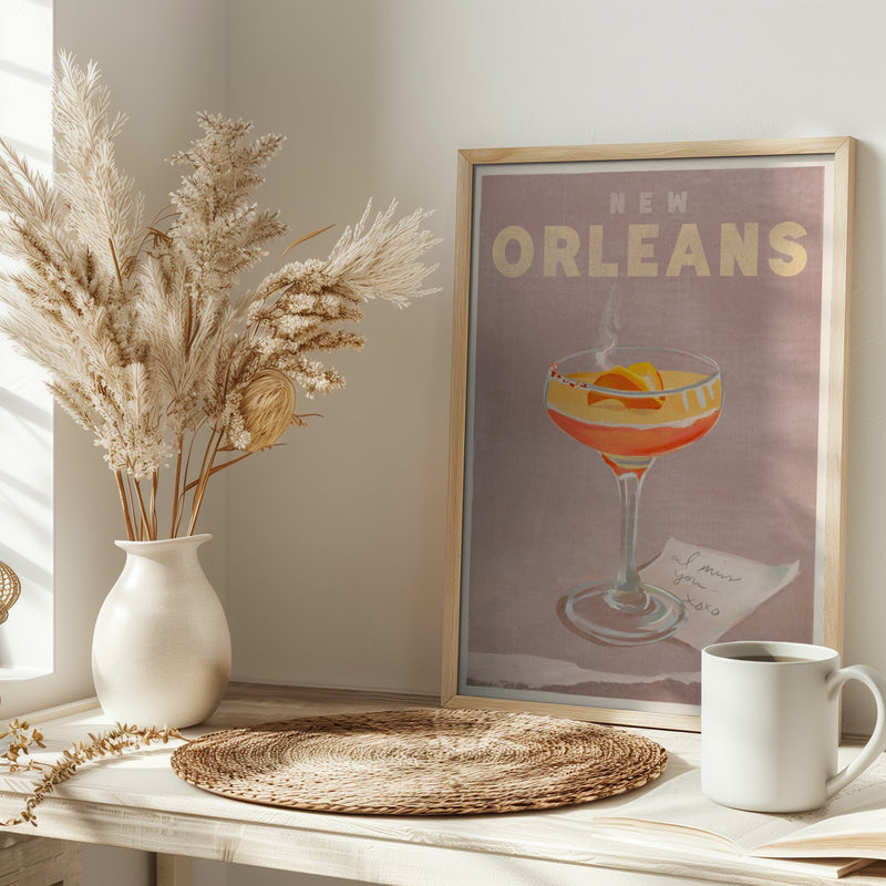New Orleans Cocktail Travel Poster - Stretched Canvas, Poster or Fine Art Print I Heart Wall Art