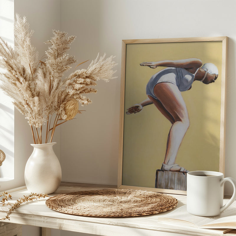 Diver On Post - Stretched Canvas, Poster or Fine Art Print I Heart Wall Art