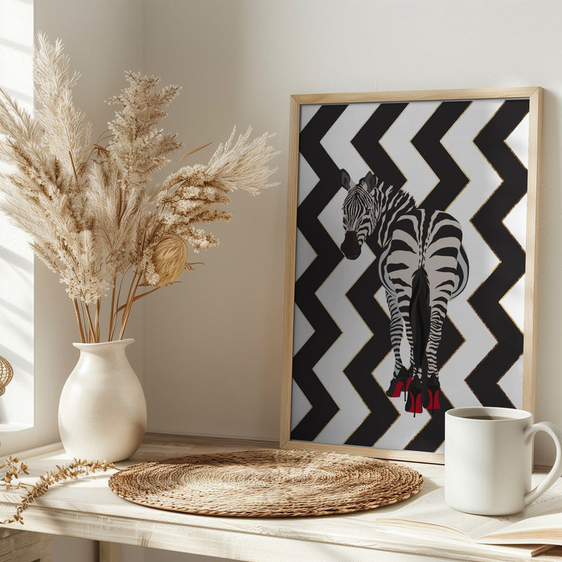Zebra Heels Zigzag - Stretched Canvas, Poster or Fine Art Print I Heart Wall Art