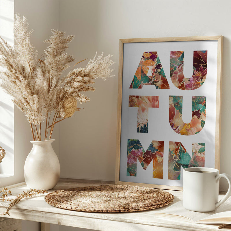 Autumn Leaves typography - Stretched Canvas, Poster or Fine Art Print I Heart Wall Art