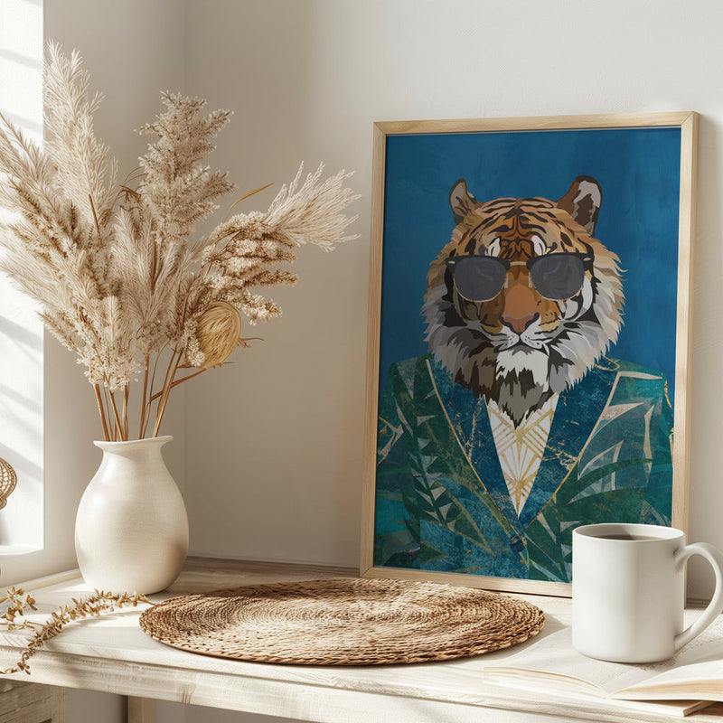 Tiger Jungle Jacket 1 - Stretched Canvas, Poster or Fine Art Print I Heart Wall Art