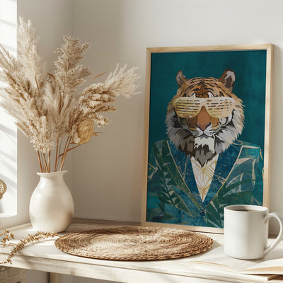 Tiger Jungle Jacket 2 - Stretched Canvas, Poster or Fine Art Print I Heart Wall Art