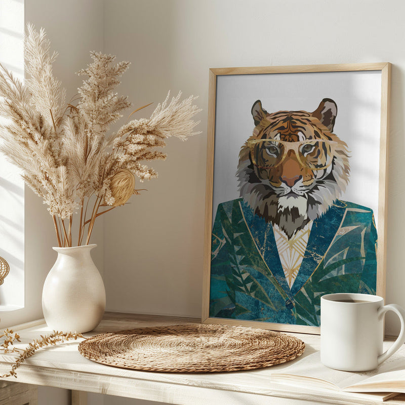 Tiger Jugnle Jacket 3 - Stretched Canvas, Poster or Fine Art Print I Heart Wall Art