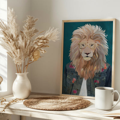 Golden fashion lion 2 - Stretched Canvas, Poster or Fine Art Print I Heart Wall Art