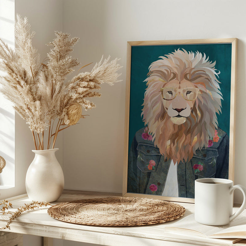 Golden fashion lion 2 - Stretched Canvas, Poster or Fine Art Print I Heart Wall Art
