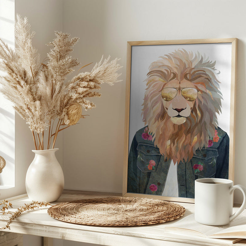 Golden fashion lion 3 - Stretched Canvas, Poster or Fine Art Print I Heart Wall Art