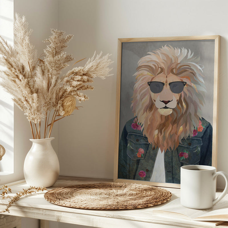 Golden fashion lion 4 - Stretched Canvas, Poster or Fine Art Print I Heart Wall Art