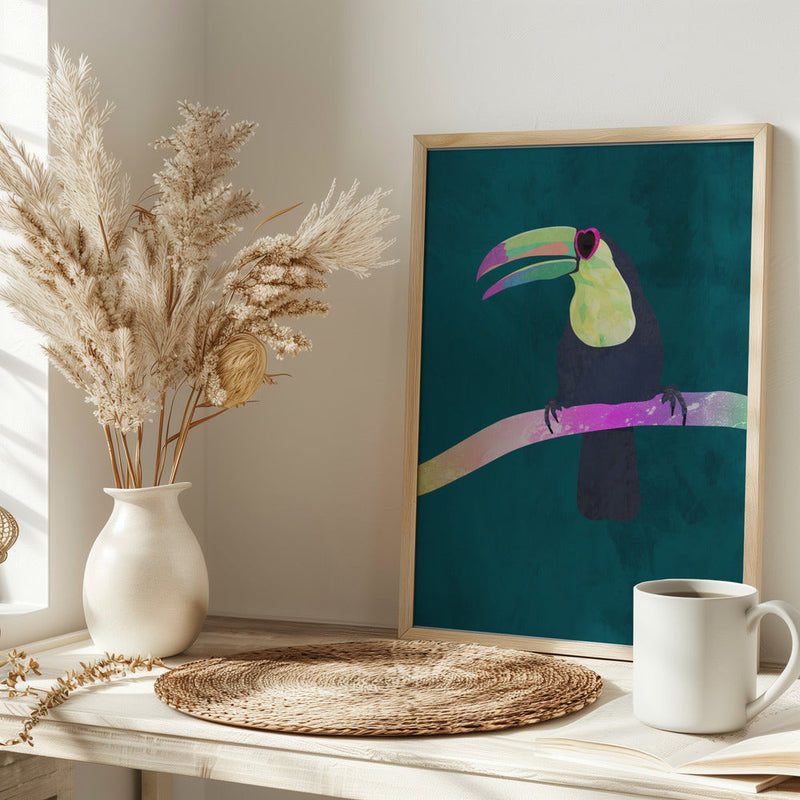 Rainbow toucan - Stretched Canvas, Poster or Fine Art Print I Heart Wall Art