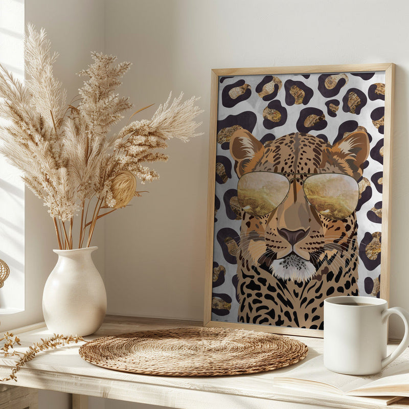 Leopard Print Leopard Grey - Stretched Canvas, Poster or Fine Art Print I Heart Wall Art