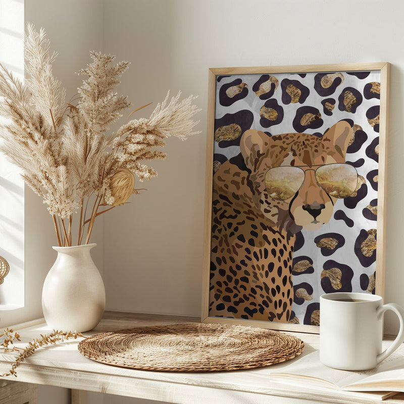 Leopard Print Cheetah Grey - Stretched Canvas, Poster or Fine Art Print I Heart Wall Art