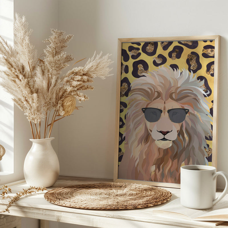 Leopard Print Lion Yellow - Stretched Canvas, Poster or Fine Art Print I Heart Wall Art