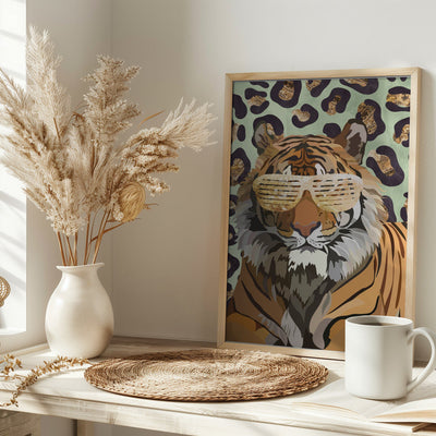 Leopard Print Tiger Green - Stretched Canvas, Poster or Fine Art Print I Heart Wall Art