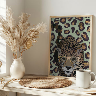 Leopard Print Jag Green - Stretched Canvas, Poster or Fine Art Print I Heart Wall Art