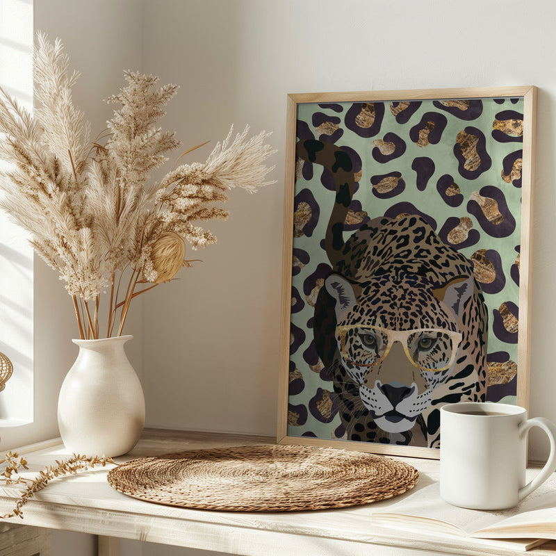 Leopard Print Jag Green - Stretched Canvas, Poster or Fine Art Print I Heart Wall Art