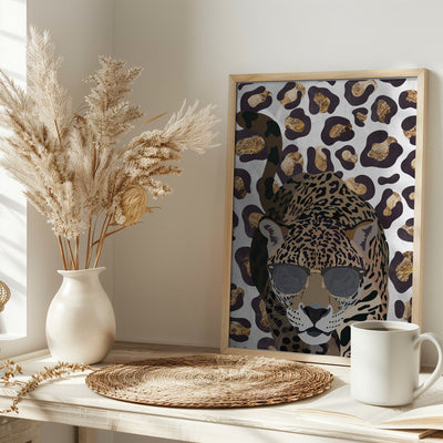 Leopard Print Jaguar Grey - Stretched Canvas, Poster or Fine Art Print I Heart Wall Art