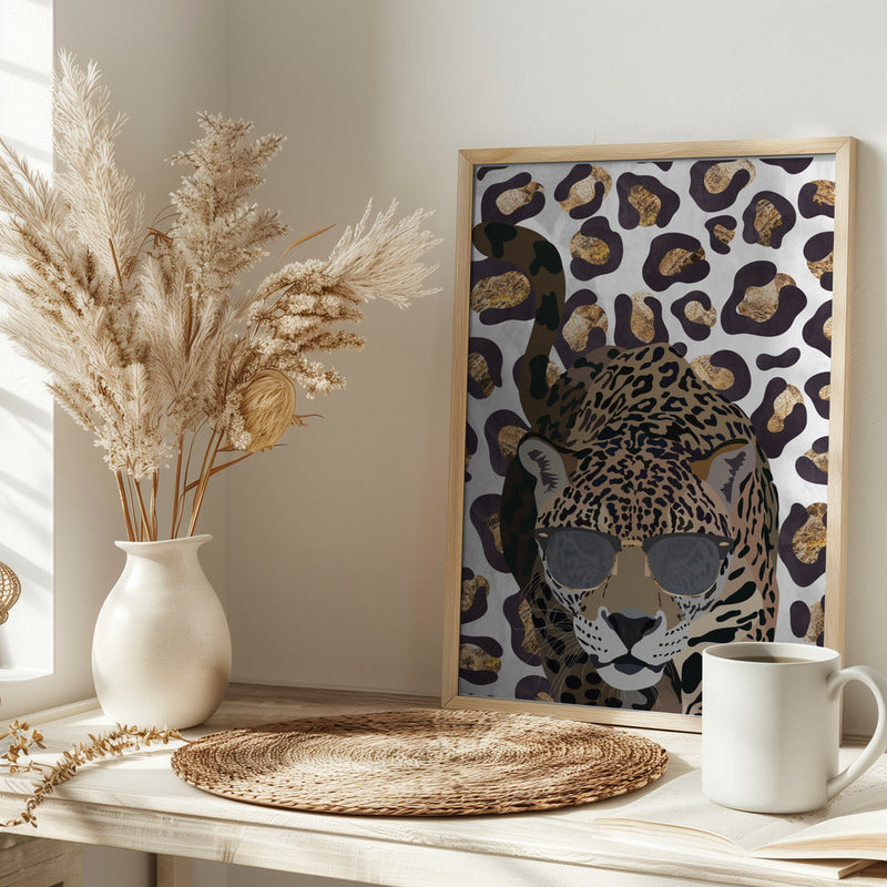 Leopard Print Jaguar Grey - Stretched Canvas, Poster or Fine Art Print I Heart Wall Art