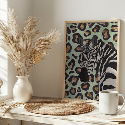 Leopard Print Zebra Green - Stretched Canvas, Poster or Fine Art Print I Heart Wall Art