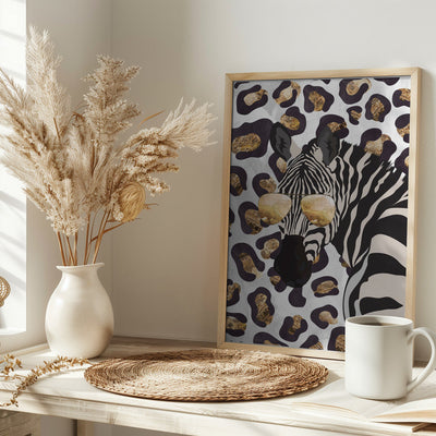 Leopard Print Zebra Grey - Stretched Canvas, Poster or Fine Art Print I Heart Wall Art