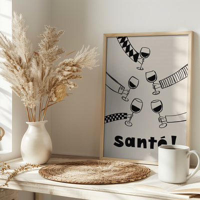 Santé Wine Party with Friends - Stretched Canvas, Poster or Fine Art Print I Heart Wall Art
