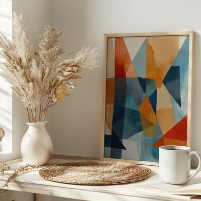 Abstract Angles of Blue and Orange - Stretched Canvas, Poster or Fine Art Print I Heart Wall Art